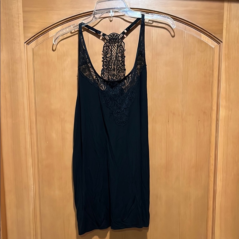 Chic Black Tank with Lace Accent